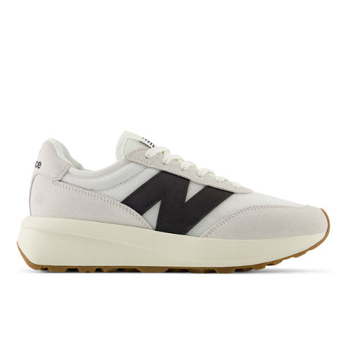 New Balance 370 in White Black Suede Mesh