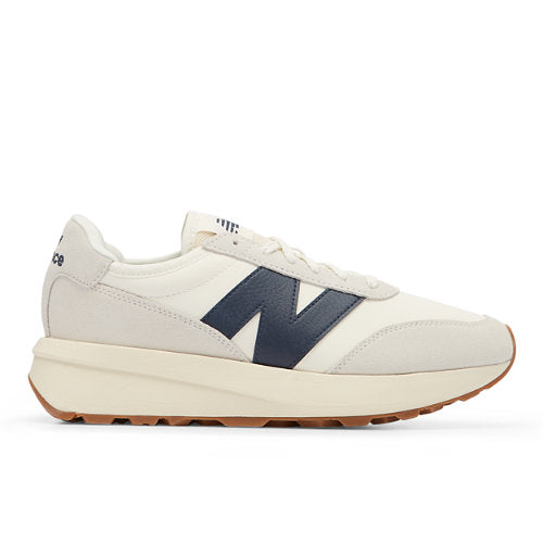 New Balance 370 in White Blue Suede Mesh