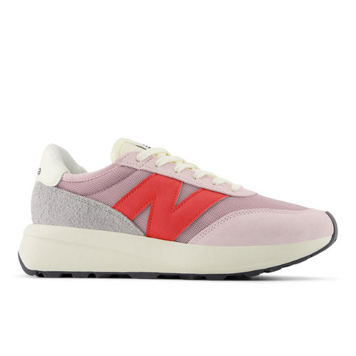 New Balance 370 in Pink Red Suede Mesh