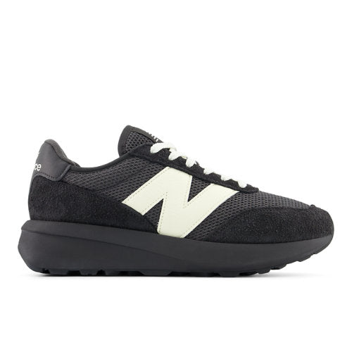 New Balance 370 in Black Beige Suede Mesh