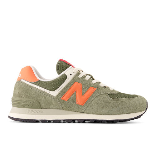 New Balance 574 in Green Red Suede Mesh