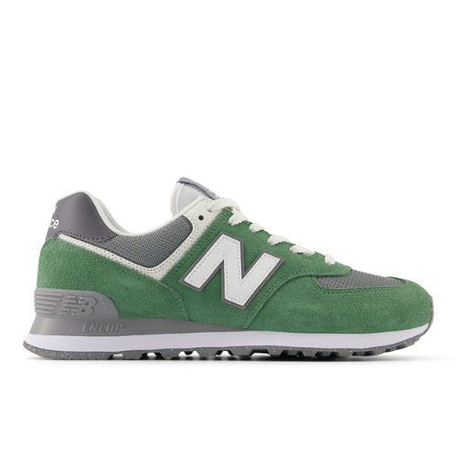 New Balance 574 in Green White Grey Suede Mesh