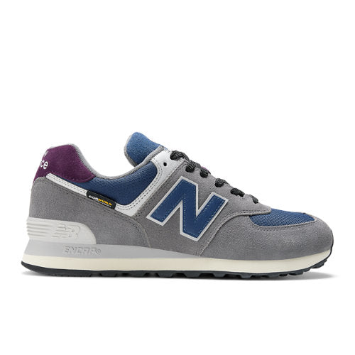 New Balance 574 in Grey Blue Suede Mesh