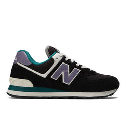 New Balance 574 in Black Blue Suede Mesh