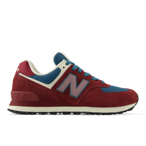 New Balance Unisex 574 in Red/Blue Suede/Mesh, 