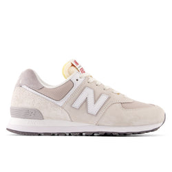 New Balance 574 in White Suede Mesh