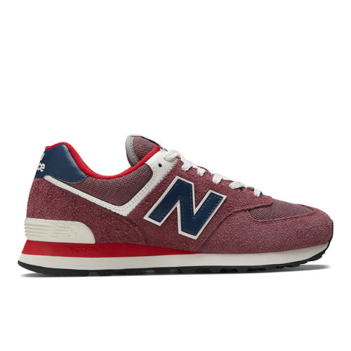 New Balance 574 in Red Blue Suede Mesh