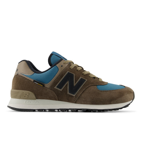 New Balance Unisex 574 in Brown/Blue/Black Leather, 