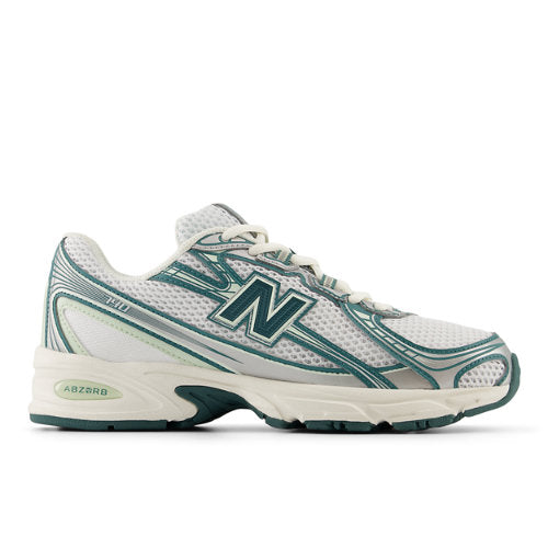 New Balance Unisex 740 in White/Green/Grey Synthetic, 