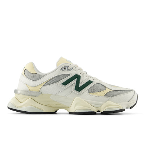 New Balance Unisex 9060 in White/Green/Beige Leather, 