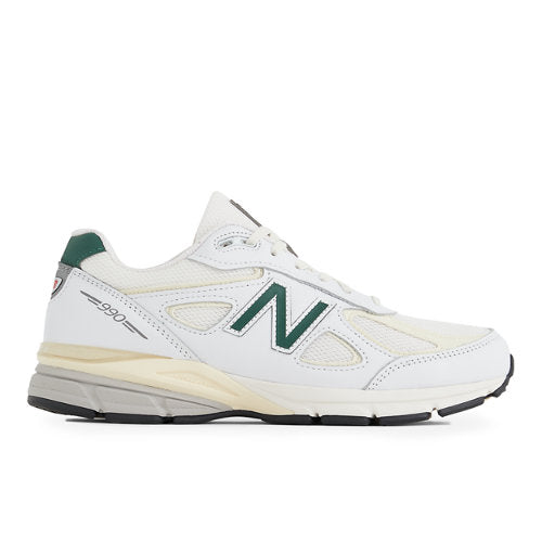 New Balance Made in USA 990v4 in Beige Green Leather