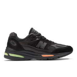 New Balance MADE in UK London Edition 991v2 in Black Green Orange Suede Mesh