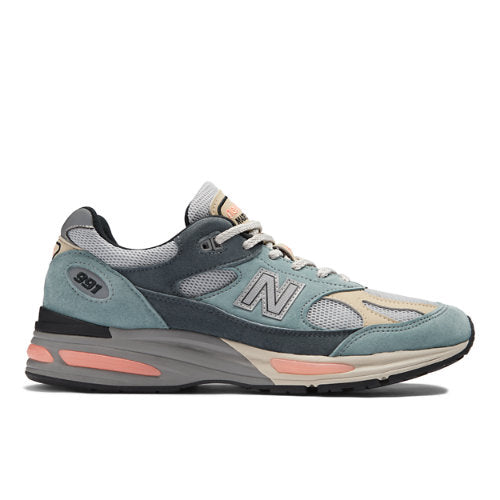 New Balance MADE in UK 991v2 in Blue Grey Orange Suede Mesh