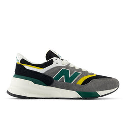 New Balance Unisex 997R in Black/Green Suede/Mesh, 