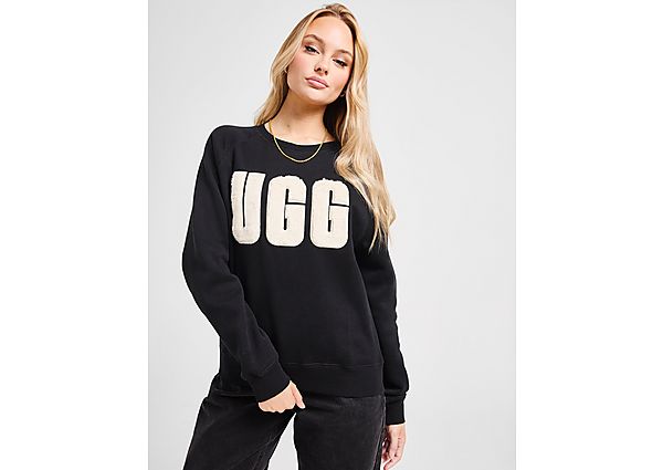 UGG Fuzzy Logo Crew Sweatshirt  Black