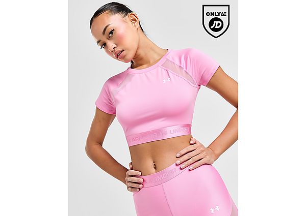 Under Armour Mesh Short Sleeve Crop Top  Pink