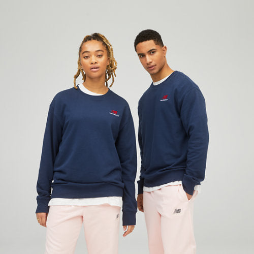 New Balance Uni-ssentials French Terry Crewneck Sweatshirt in Blue Cotton, size U1