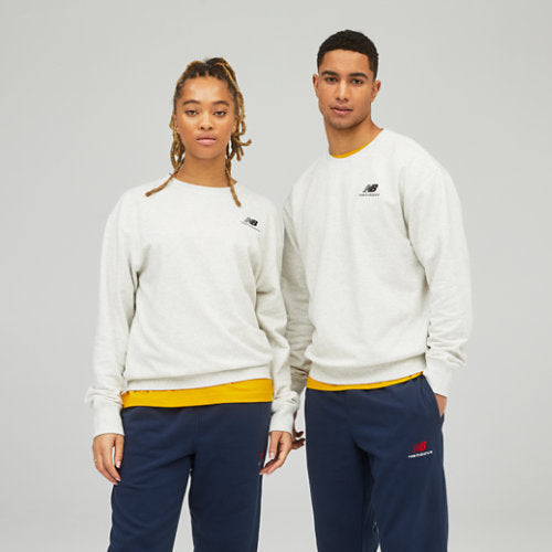 New Balance Uni-ssentials French Terry Crewneck Sweatshirt in White Cotton, size U2