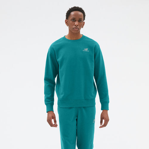 New Balance Uni-ssentials French Terry Crewneck Sweatshirt in Green Cotton, size U1