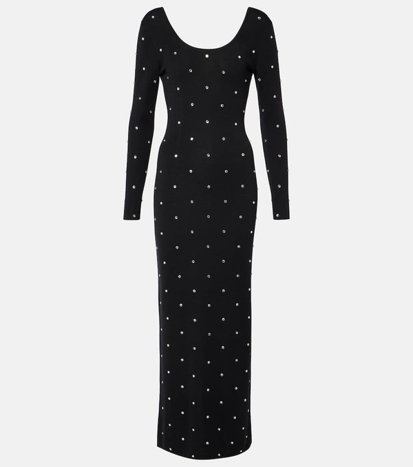 Versace Crystal-embellished virgin wool midi dress