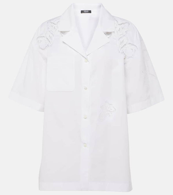 Versace Embroidered cotton poplin bowling shirt