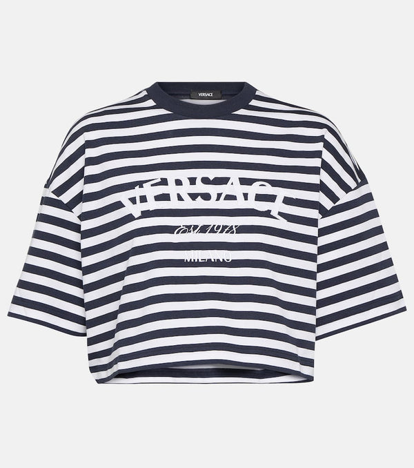 Versace L'Ancora striped cotton crop top