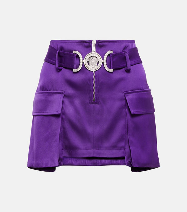 Versace Medusa satin cargo miniskirt