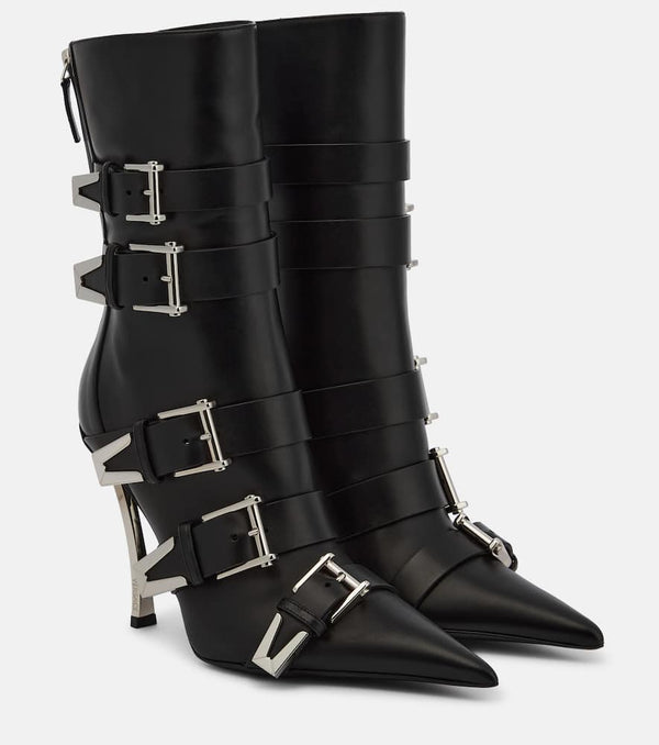 Versace Pin-Point Buckle leather ankle boots