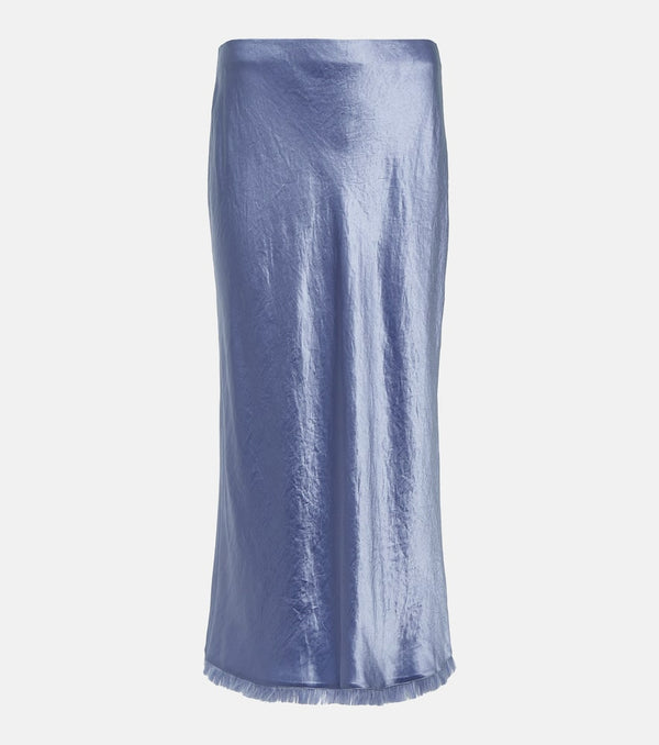 Vince Fringed satin midi skirt