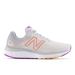 New Balance Women's Fresh Foam 680v7 in Grey/Orange/Pink Textile, Narrow