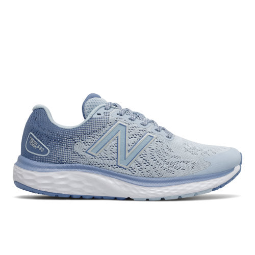 New Balance Women's Fresh Foam 680v7 in Blue/White/Yellow Synthetic, Narrow