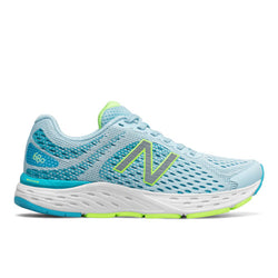 New Balance Women's 680v6 in Grey/Blue/Yellow Mesh, Narrow