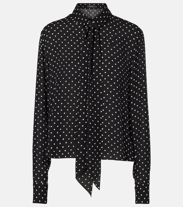 Wardrobe. NYC Polka-dot tie-neck silk blouse