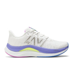 New Balance Women's FuelCell Propel v4 in White/Blue/Green/Pink Textile, Narrow