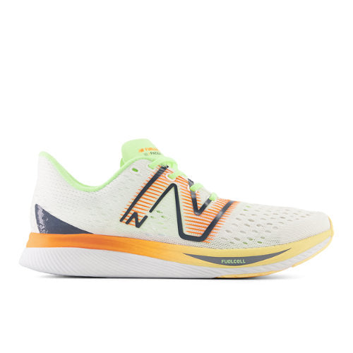 New Balance Women's FuelCell SuperComp Pacer in White/Orange/Green Synthetic, Narrow