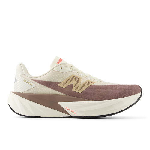 New Balance FuelCell Rebel v5 in Beige Brown White Synthetic Narrow