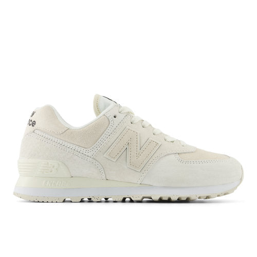 New Balance Women's 574 in White/Beige Leather, Narrow