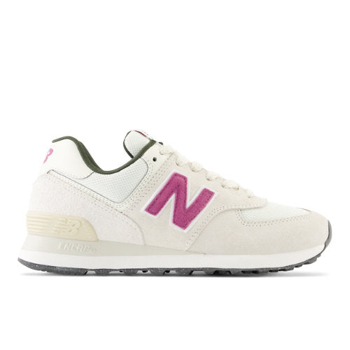 New Balance 574 in White Red Green Beige Suede Mesh Narrow