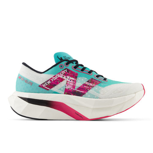 New Balance Women's TCS NYC Marathon® FuelCell SuperComp Elite v4 in Green/White/Pink Synthetic, Narrow