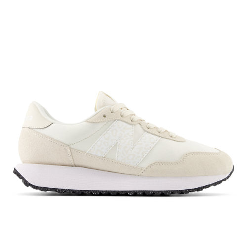 New Balance Women's 237 in White/Beige Suede/Mesh, Narrow