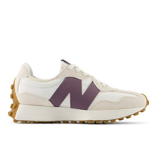 New Balance 327 in Beige White Purple Suede Mesh Narrow