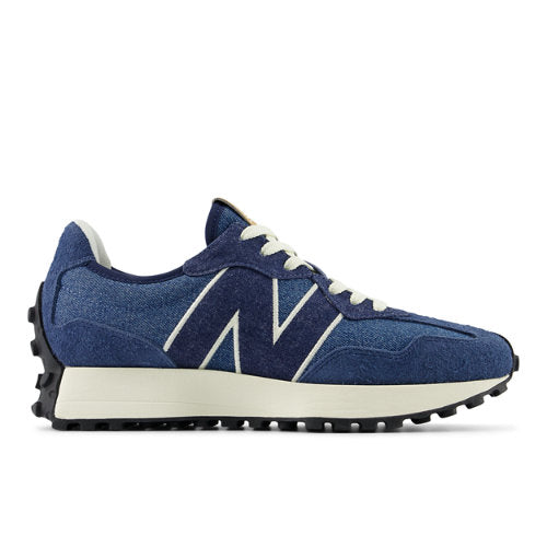 New Balance Women's 327 in Blue/Beige Suede/Mesh, Narrow