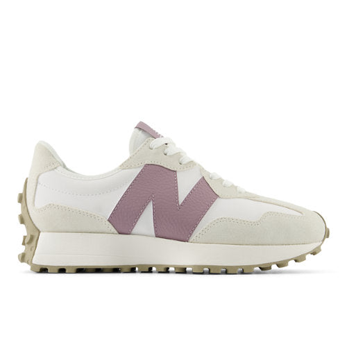 New Balance Women's 327 in White Suede/Mesh, Narrow