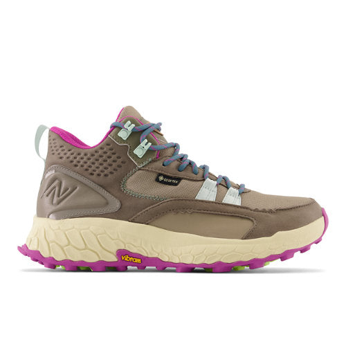 New Balance Women's Fresh Foam X Hierro Mid Gore-Tex® in Grey/Brown/Green Leather, Narrow