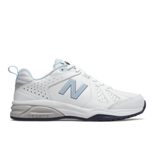 New Balance Women's 624v5 in White/Blue Leather, Wide