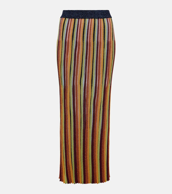 Zimmermann Alight striped metallic knit midi skirt