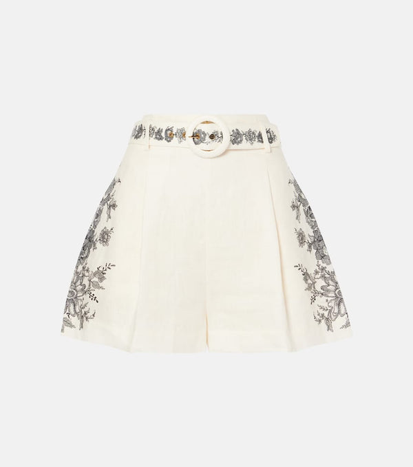 Zimmermann Belted floral linen shorts