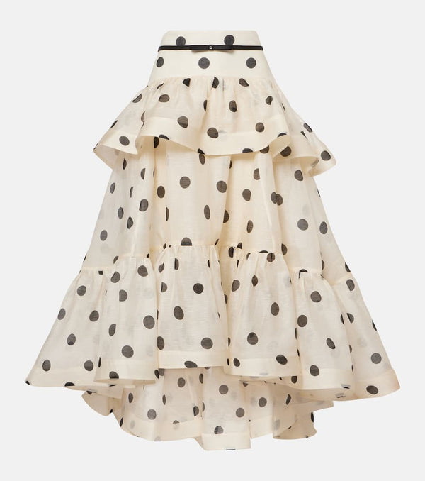 Zimmermann Crush polka-dot linen and silk maxi skirt