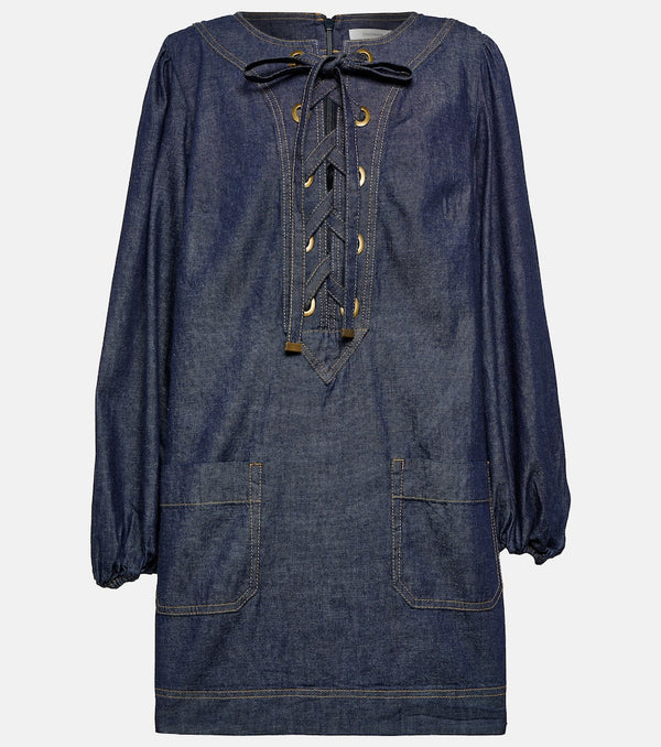 Zimmermann Devi lace-up denim minidress