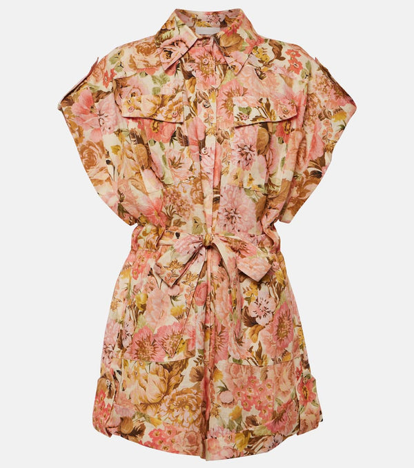 Zimmermann Golden floral linen romper